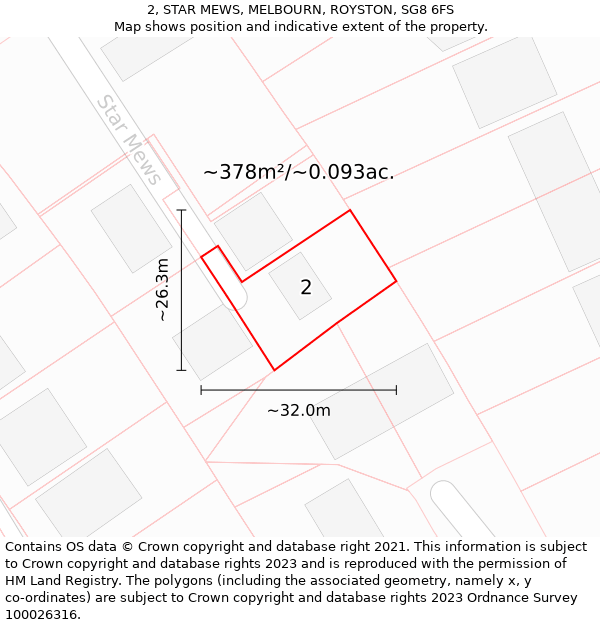 2, STAR MEWS, MELBOURN, ROYSTON, SG8 6FS: Plot and title map