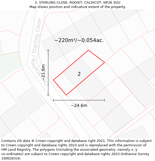 2, STARLING CLOSE, ROGIET, CALDICOT, NP26 3UU: Plot and title map