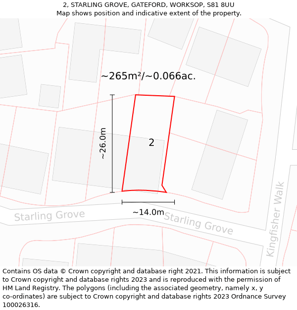 2, STARLING GROVE, GATEFORD, WORKSOP, S81 8UU: Plot and title map