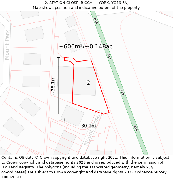 2, STATION CLOSE, RICCALL, YORK, YO19 6NJ: Plot and title map