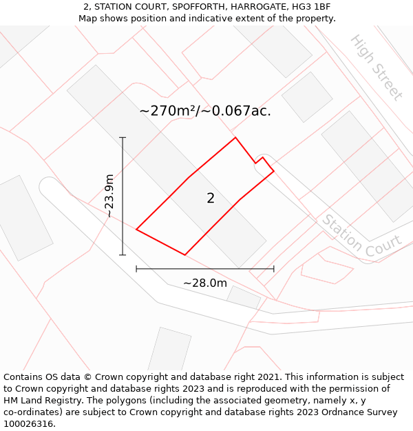 2, STATION COURT, SPOFFORTH, HARROGATE, HG3 1BF: Plot and title map