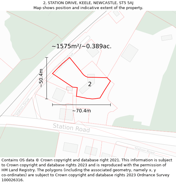 2, STATION DRIVE, KEELE, NEWCASTLE, ST5 5AJ: Plot and title map