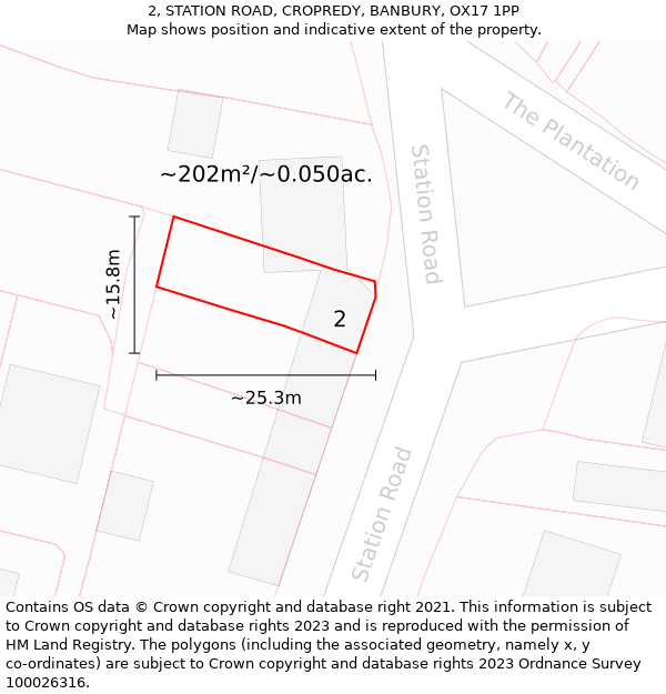 2, STATION ROAD, CROPREDY, BANBURY, OX17 1PP: Plot and title map