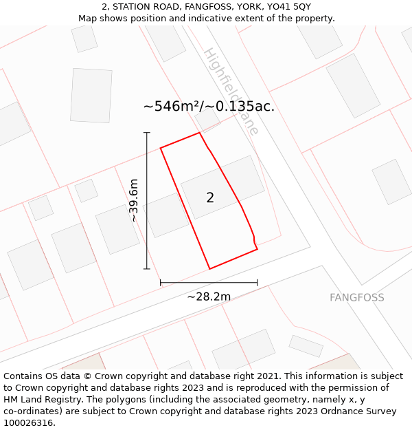 2, STATION ROAD, FANGFOSS, YORK, YO41 5QY: Plot and title map