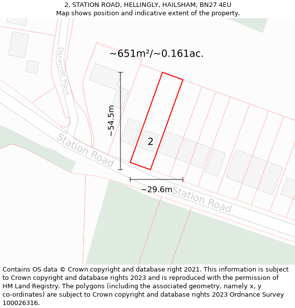 2, STATION ROAD, HELLINGLY, HAILSHAM, BN27 4EU: Plot and title map