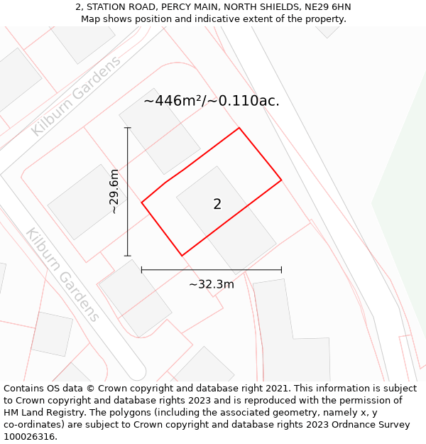 2, STATION ROAD, PERCY MAIN, NORTH SHIELDS, NE29 6HN: Plot and title map