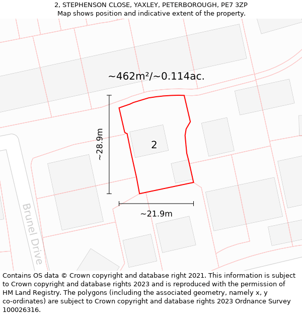 2, STEPHENSON CLOSE, YAXLEY, PETERBOROUGH, PE7 3ZP: Plot and title map