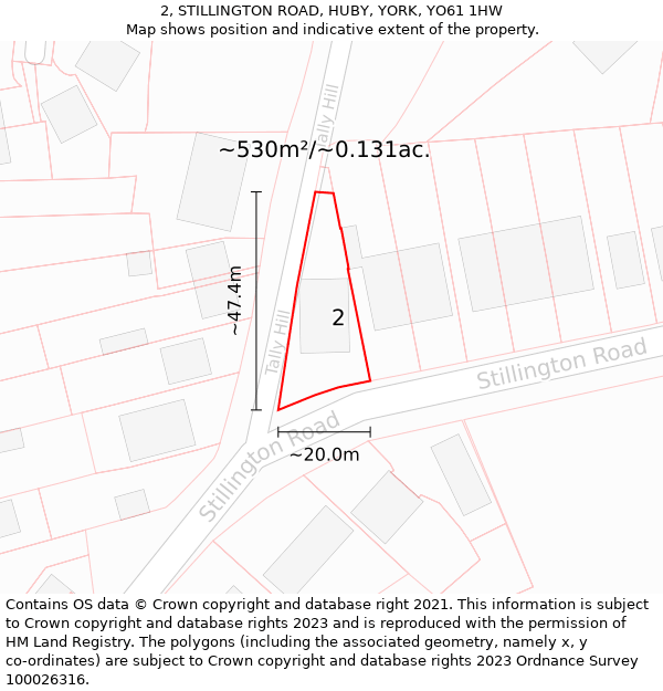 2, STILLINGTON ROAD, HUBY, YORK, YO61 1HW: Plot and title map