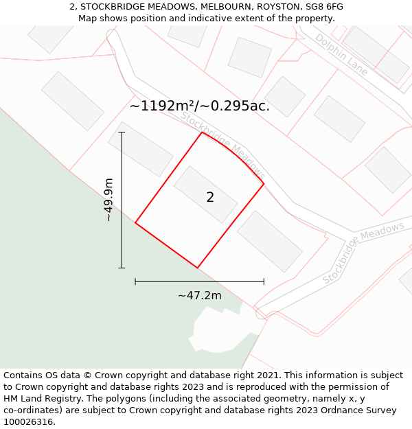 2, STOCKBRIDGE MEADOWS, MELBOURN, ROYSTON, SG8 6FG: Plot and title map