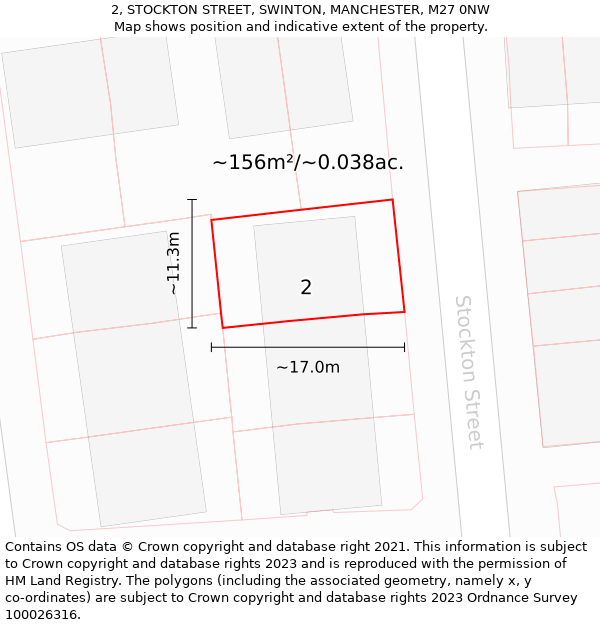 2, STOCKTON STREET, SWINTON, MANCHESTER, M27 0NW: Plot and title map