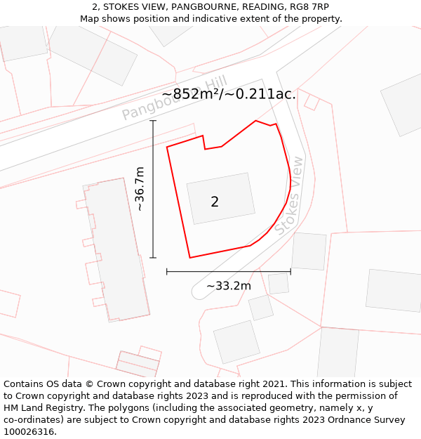 2, STOKES VIEW, PANGBOURNE, READING, RG8 7RP: Plot and title map