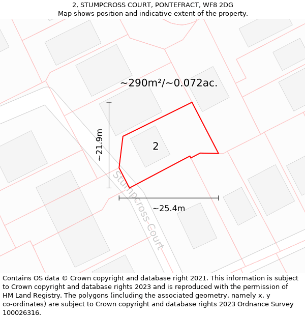 2, STUMPCROSS COURT, PONTEFRACT, WF8 2DG: Plot and title map