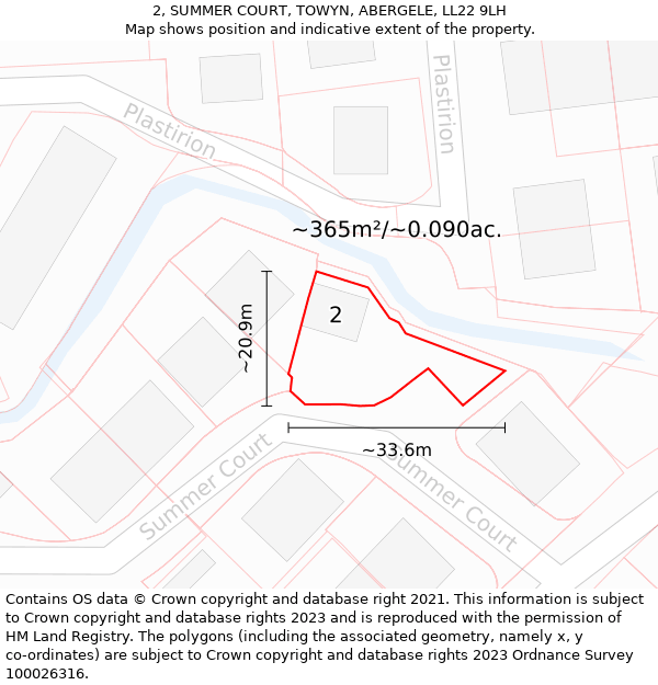 2, SUMMER COURT, TOWYN, ABERGELE, LL22 9LH: Plot and title map