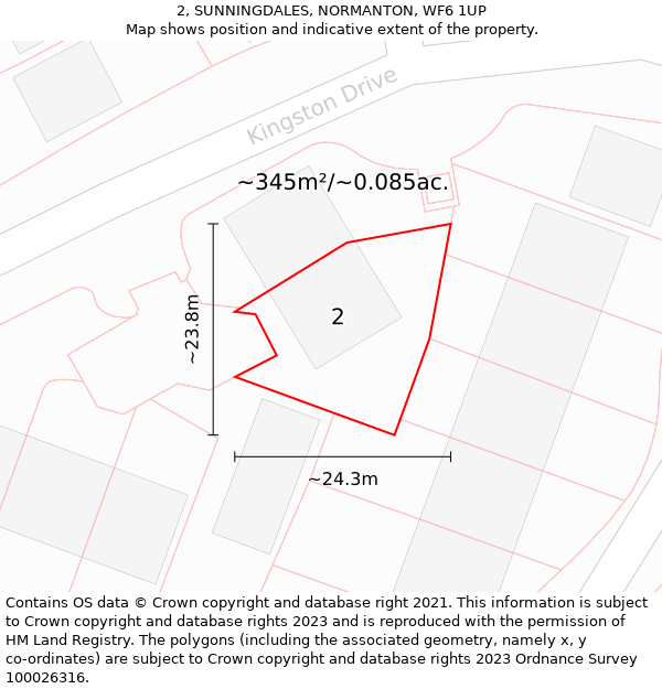 2, SUNNINGDALES, NORMANTON, WF6 1UP: Plot and title map