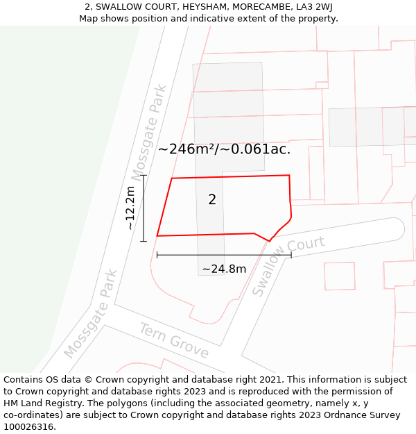 2, SWALLOW COURT, HEYSHAM, MORECAMBE, LA3 2WJ: Plot and title map