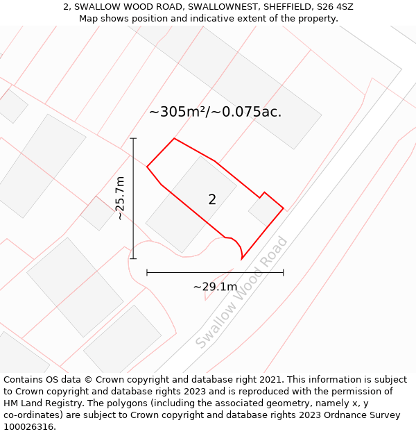 2, SWALLOW WOOD ROAD, SWALLOWNEST, SHEFFIELD, S26 4SZ: Plot and title map