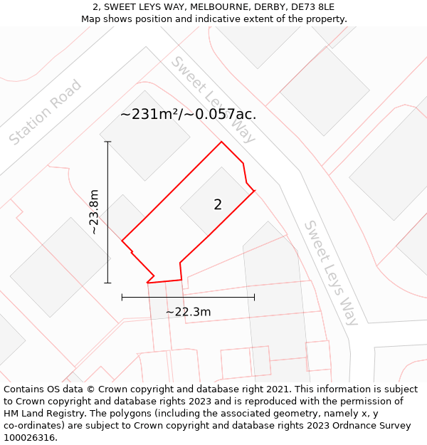 2, SWEET LEYS WAY, MELBOURNE, DERBY, DE73 8LE: Plot and title map