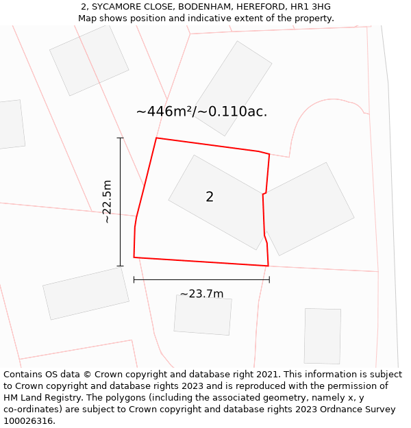 2, SYCAMORE CLOSE, BODENHAM, HEREFORD, HR1 3HG: Plot and title map