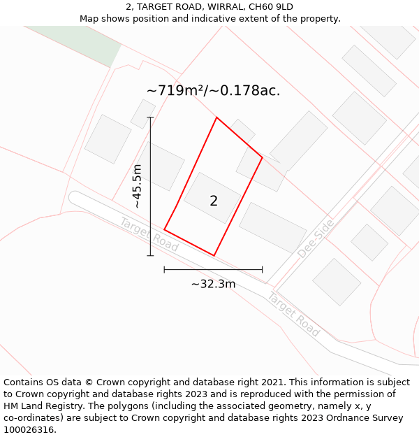 2, TARGET ROAD, WIRRAL, CH60 9LD: Plot and title map