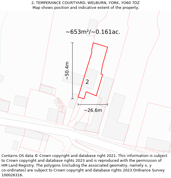 2, TEMPERANCE COURTYARD, WELBURN, YORK, YO60 7DZ: Plot and title map