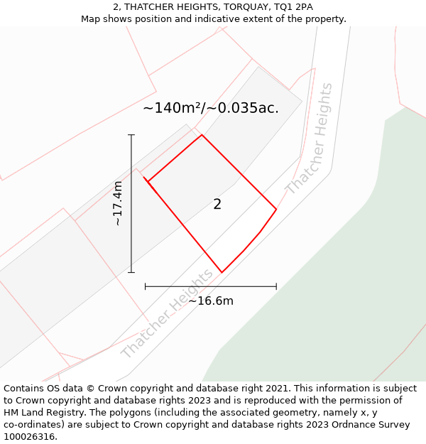 2, THATCHER HEIGHTS, TORQUAY, TQ1 2PA: Plot and title map