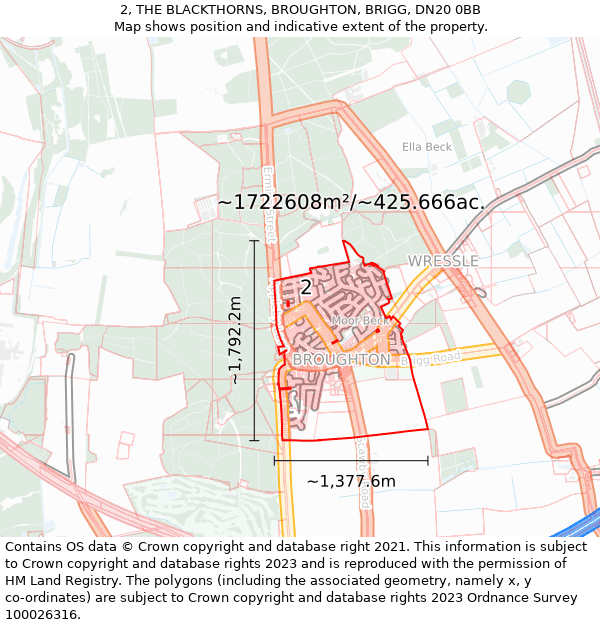 2, THE BLACKTHORNS, BROUGHTON, BRIGG, DN20 0BB: Plot and title map