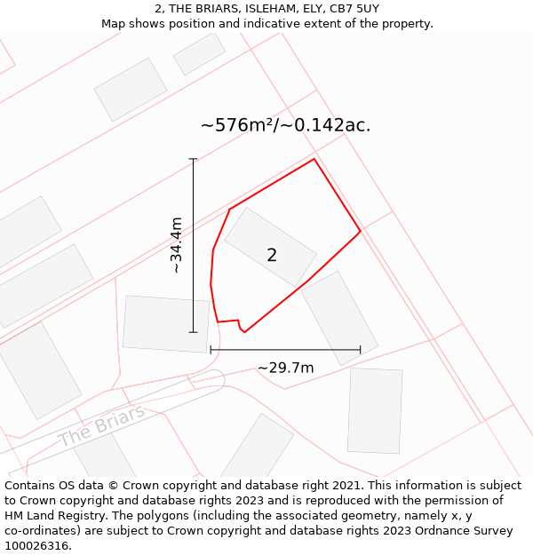 2, THE BRIARS, ISLEHAM, ELY, CB7 5UY: Plot and title map