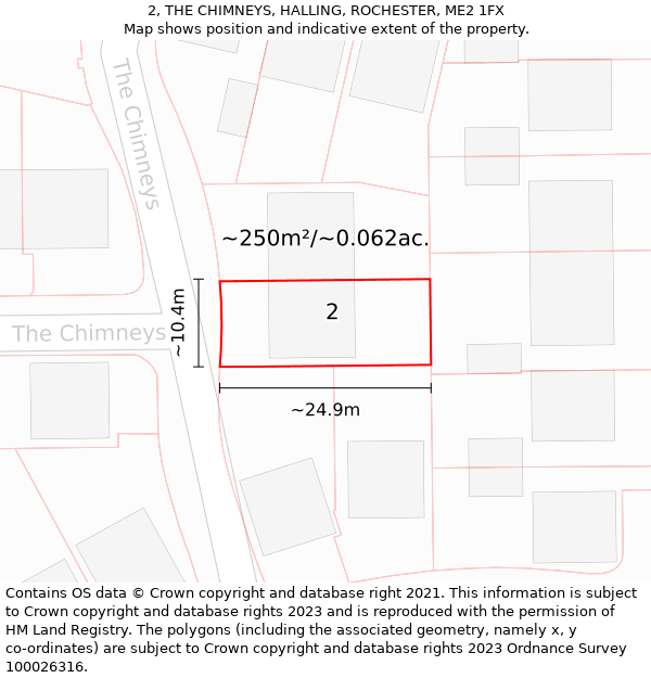 2, THE CHIMNEYS, HALLING, ROCHESTER, ME2 1FX: Plot and title map