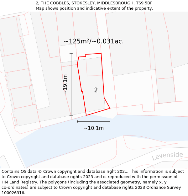 2, THE COBBLES, STOKESLEY, MIDDLESBROUGH, TS9 5BF: Plot and title map