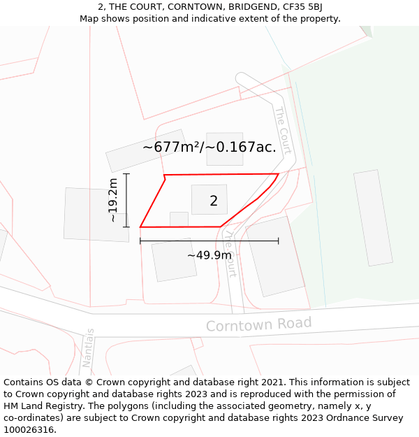 2, THE COURT, CORNTOWN, BRIDGEND, CF35 5BJ: Plot and title map