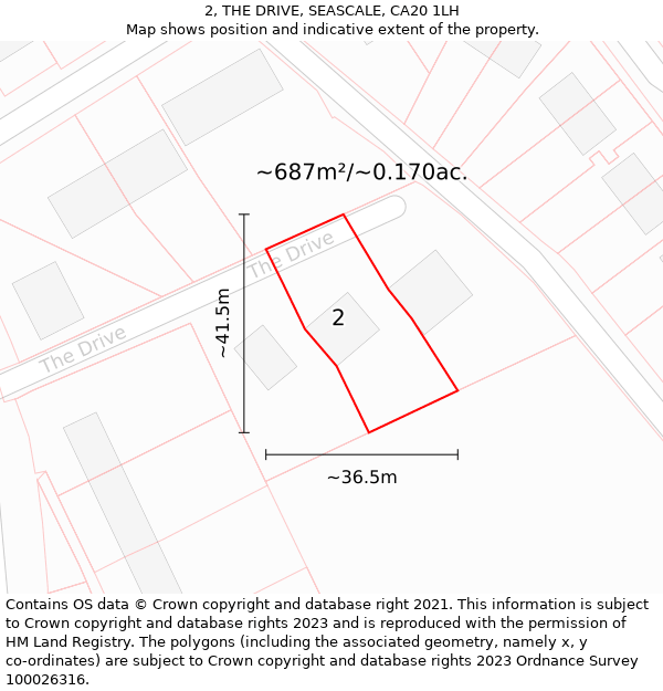 2, THE DRIVE, SEASCALE, CA20 1LH: Plot and title map