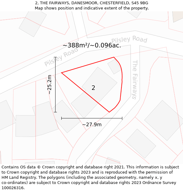 2, THE FAIRWAYS, DANESMOOR, CHESTERFIELD, S45 9BG: Plot and title map