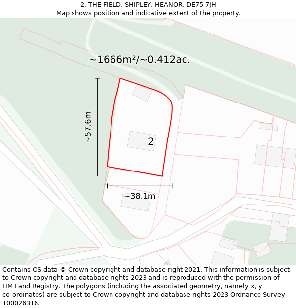 2, THE FIELD, SHIPLEY, HEANOR, DE75 7JH: Plot and title map