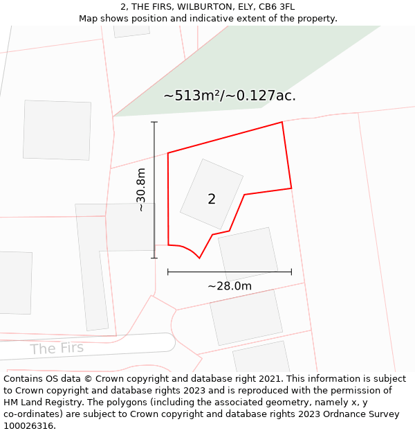 2, THE FIRS, WILBURTON, ELY, CB6 3FL: Plot and title map