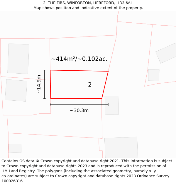 2, THE FIRS, WINFORTON, HEREFORD, HR3 6AL: Plot and title map