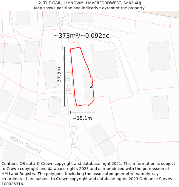 2, THE GAIL, LLANGWM, HAVERFORDWEST, SA62 4HJ: Plot and title map