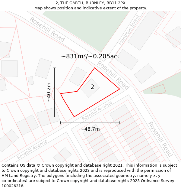2, THE GARTH, BURNLEY, BB11 2PX: Plot and title map