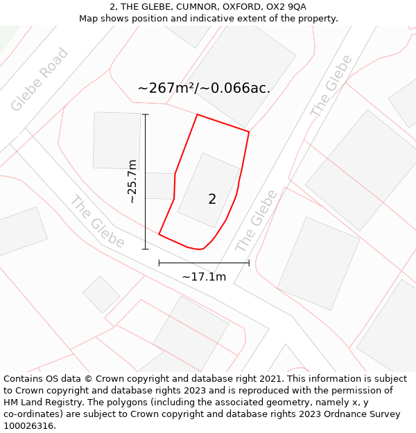 2, THE GLEBE, CUMNOR, OXFORD, OX2 9QA: Plot and title map