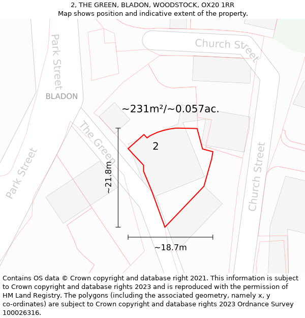 2, THE GREEN, BLADON, WOODSTOCK, OX20 1RR: Plot and title map