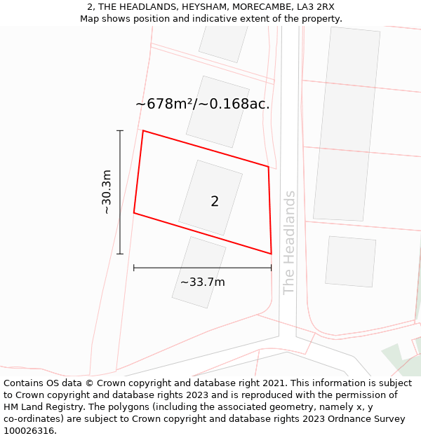 2, THE HEADLANDS, HEYSHAM, MORECAMBE, LA3 2RX: Plot and title map