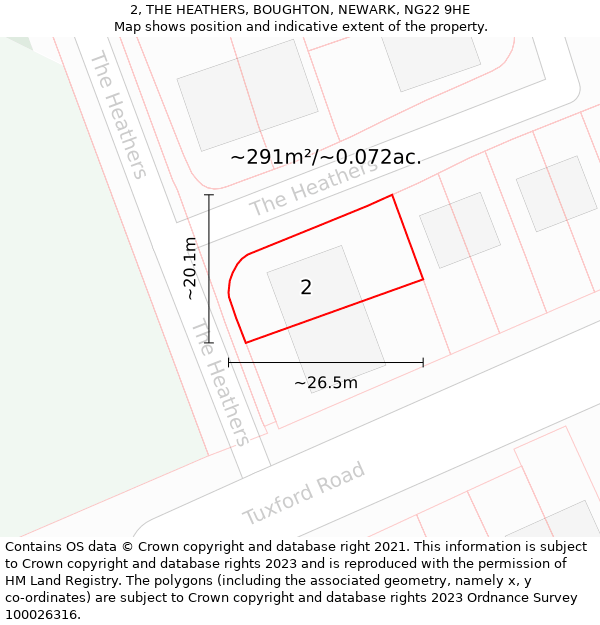 2, THE HEATHERS, BOUGHTON, NEWARK, NG22 9HE: Plot and title map