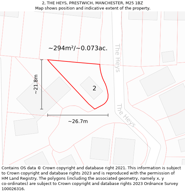 2, THE HEYS, PRESTWICH, MANCHESTER, M25 1BZ: Plot and title map