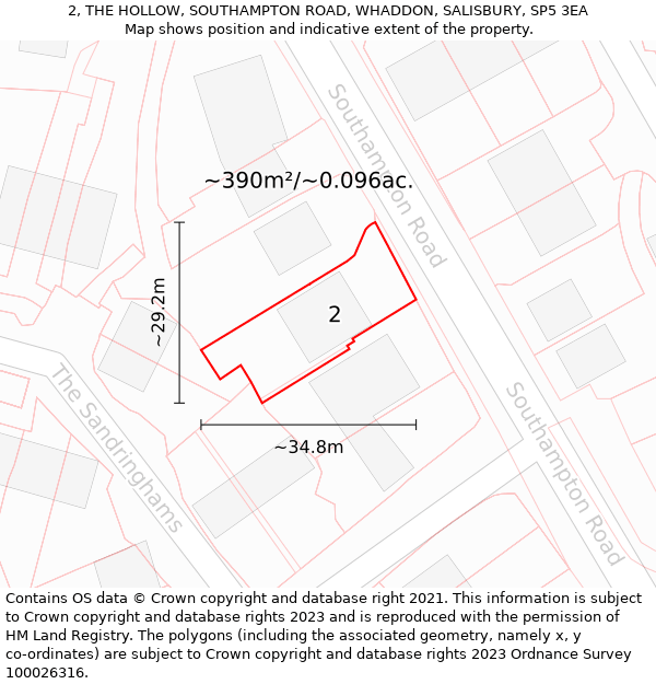 2, THE HOLLOW, SOUTHAMPTON ROAD, WHADDON, SALISBURY, SP5 3EA: Plot and title map