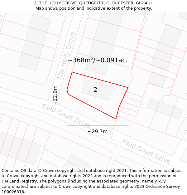 2, THE HOLLY GROVE, QUEDGELEY, GLOUCESTER, GL2 4UU: Plot and title map