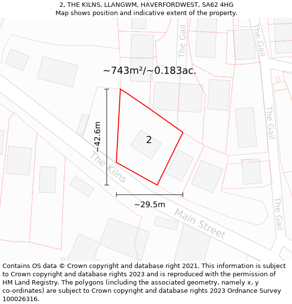 2, THE KILNS, LLANGWM, HAVERFORDWEST, SA62 4HG: Plot and title map