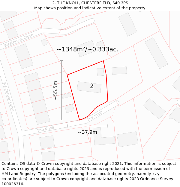 2, THE KNOLL, CHESTERFIELD, S40 3PS: Plot and title map