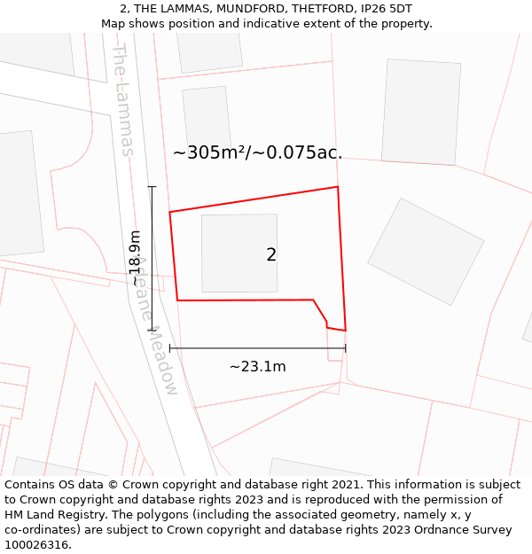 2, THE LAMMAS, MUNDFORD, THETFORD, IP26 5DT: Plot and title map