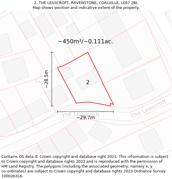 2, THE LEASCROFT, RAVENSTONE, COALVILLE, LE67 2BL: Plot and title map