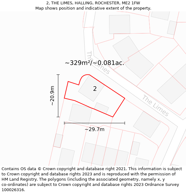 2, THE LIMES, HALLING, ROCHESTER, ME2 1FW: Plot and title map