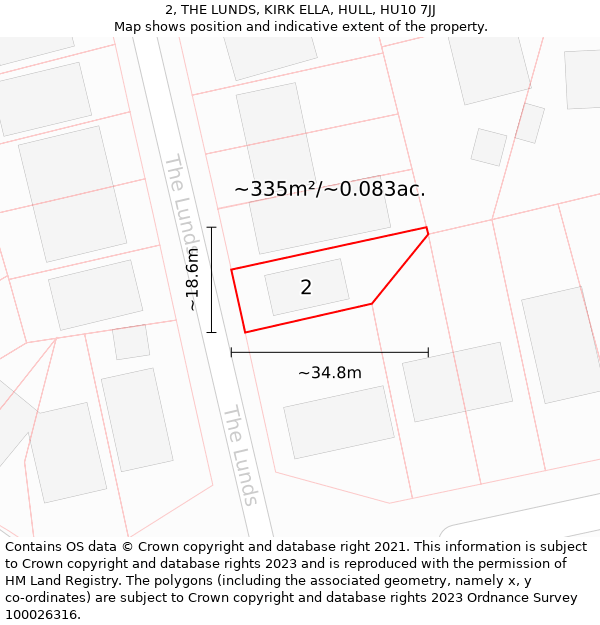 2, THE LUNDS, KIRK ELLA, HULL, HU10 7JJ: Plot and title map